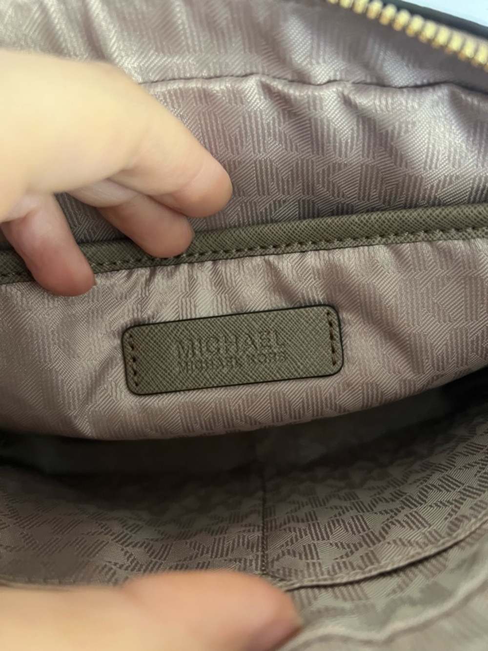 Michael Kors Taupe Saffiano Crossbody with Gold Chain - Picture 9 of 10